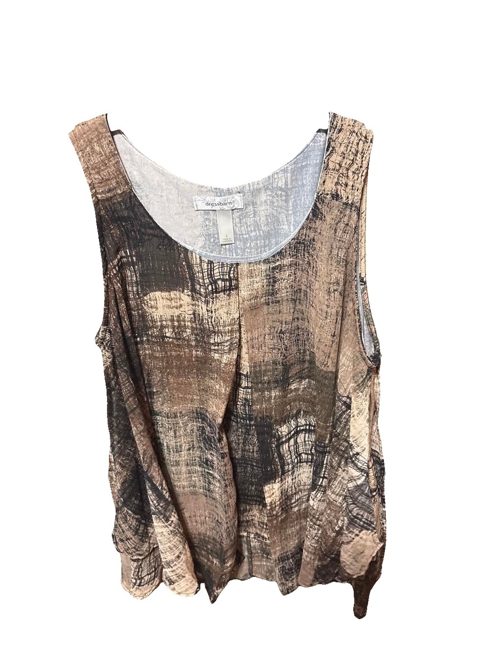 Sleeveless Textured Print Tank Top - Brown/Black